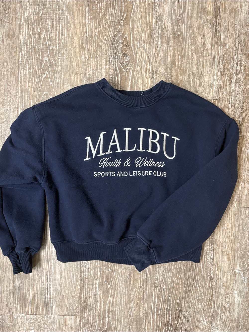 Lazy Sunday Malibu Navy Crewneck Sweatshirt with White Logo